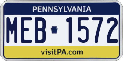 PA license plate MEB1572