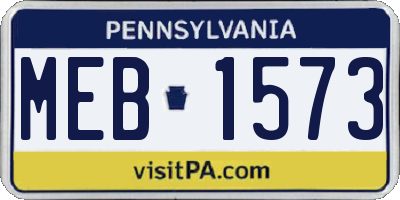 PA license plate MEB1573