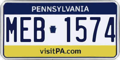 PA license plate MEB1574