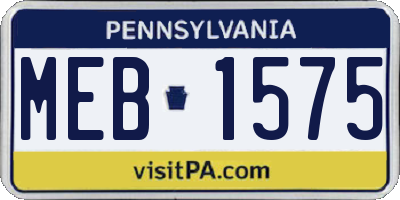 PA license plate MEB1575
