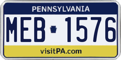 PA license plate MEB1576