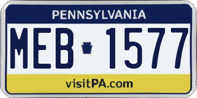 PA license plate MEB1577