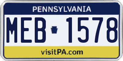 PA license plate MEB1578