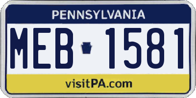 PA license plate MEB1581