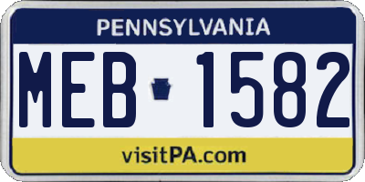 PA license plate MEB1582