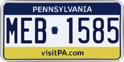 PA license plate MEB1585