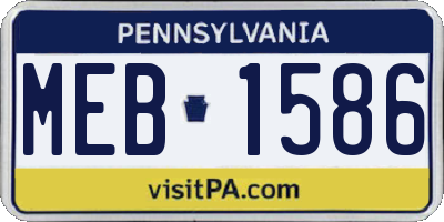 PA license plate MEB1586