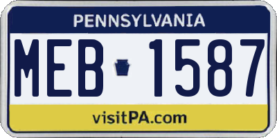PA license plate MEB1587