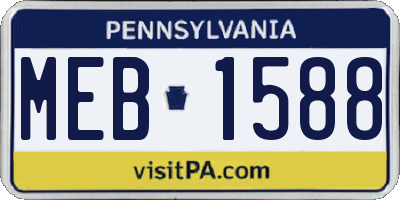 PA license plate MEB1588