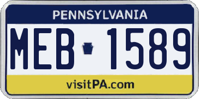 PA license plate MEB1589