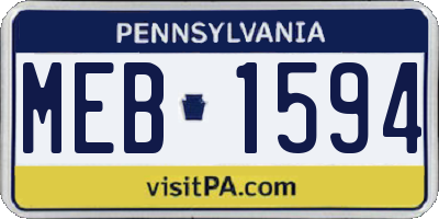 PA license plate MEB1594