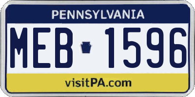 PA license plate MEB1596