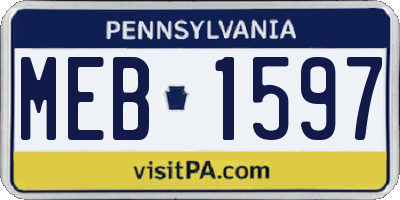 PA license plate MEB1597