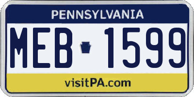 PA license plate MEB1599