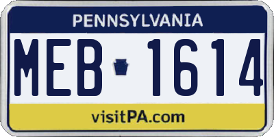 PA license plate MEB1614