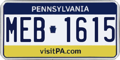 PA license plate MEB1615