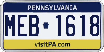 PA license plate MEB1618