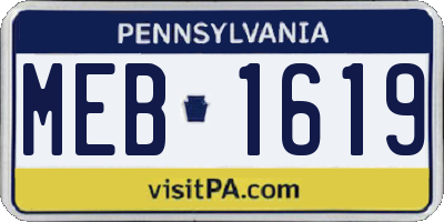 PA license plate MEB1619