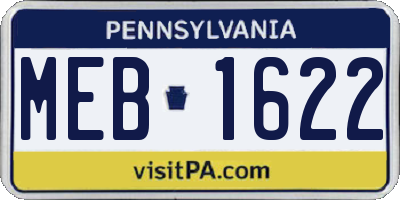 PA license plate MEB1622