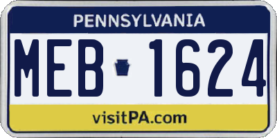 PA license plate MEB1624