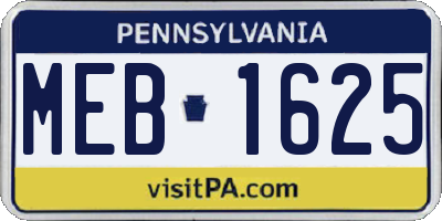 PA license plate MEB1625