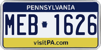 PA license plate MEB1626