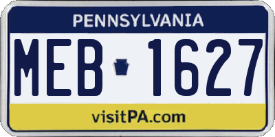 PA license plate MEB1627