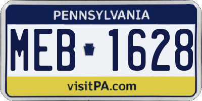 PA license plate MEB1628