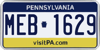 PA license plate MEB1629