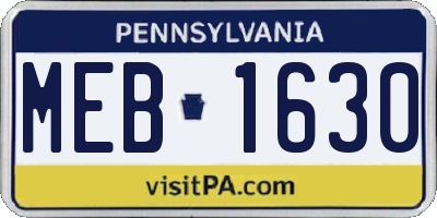 PA license plate MEB1630