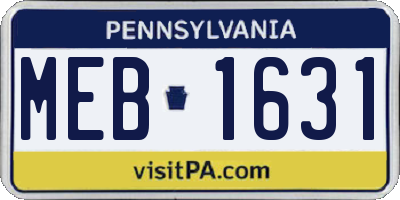 PA license plate MEB1631