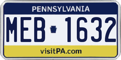 PA license plate MEB1632