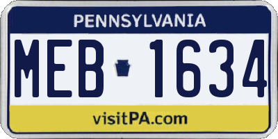 PA license plate MEB1634