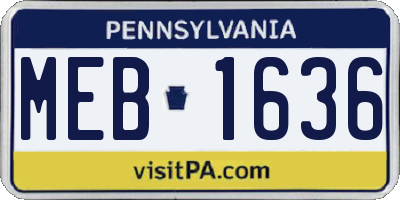 PA license plate MEB1636
