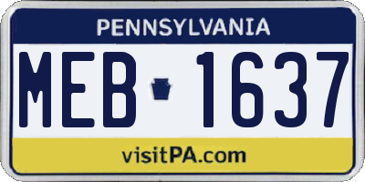 PA license plate MEB1637