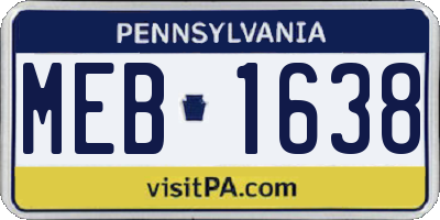 PA license plate MEB1638