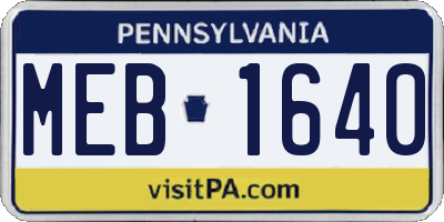 PA license plate MEB1640