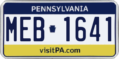 PA license plate MEB1641