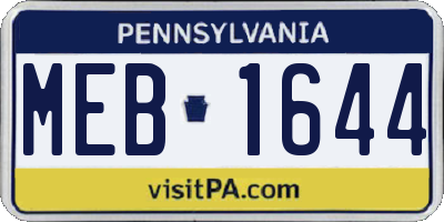 PA license plate MEB1644