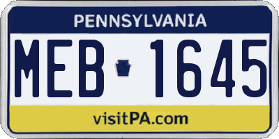 PA license plate MEB1645