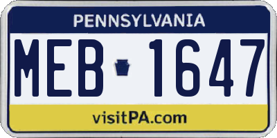 PA license plate MEB1647