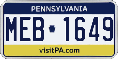 PA license plate MEB1649