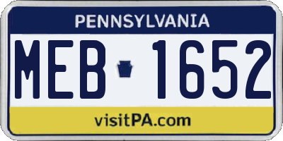 PA license plate MEB1652