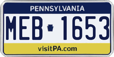 PA license plate MEB1653
