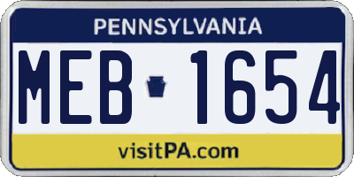 PA license plate MEB1654