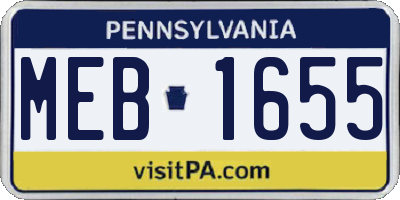 PA license plate MEB1655