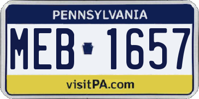 PA license plate MEB1657