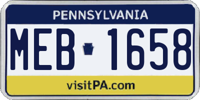 PA license plate MEB1658