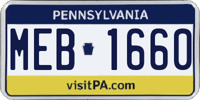 PA license plate MEB1660