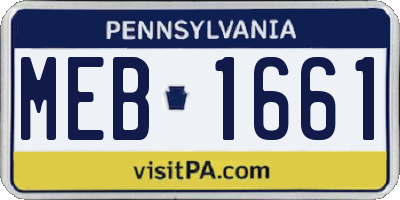 PA license plate MEB1661